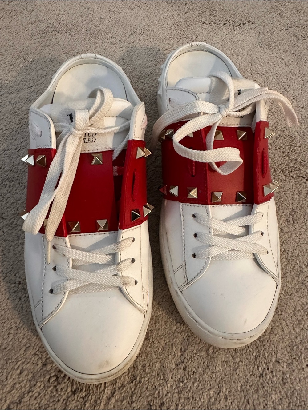 Valentino Garavani White Leather Insole with Gold Logo Print